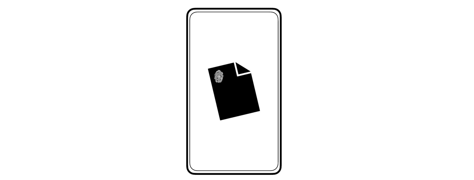 a file in black, marked with a fingerprint in white